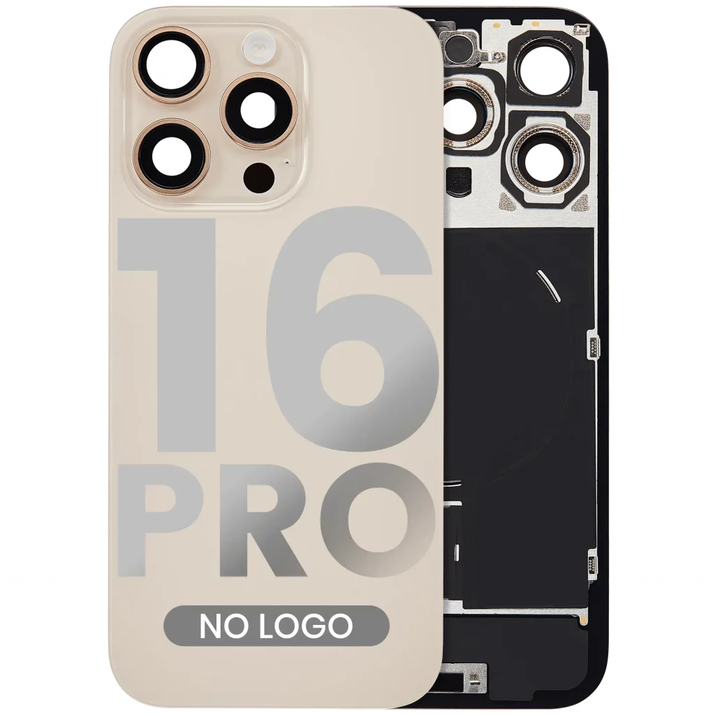 Back Glass w/ MagSafe Magnet & NFC & Flashlight Flex For iPhone 16 Pro (No Logo) (Aftermarket) (Desert Titanium)