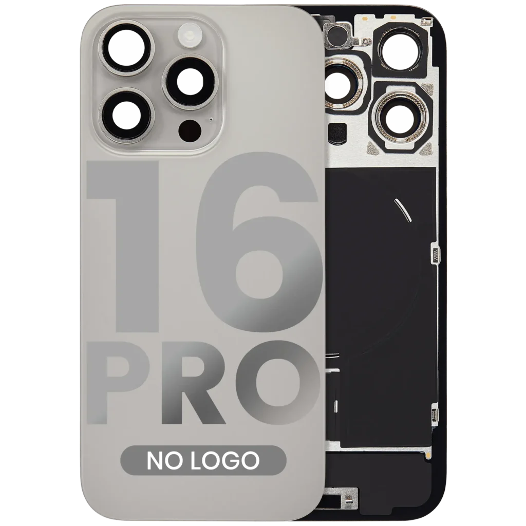 Back Glass w/ MagSafe Magnet & NFC & Flashlight Flex For iPhone 16 Pro (No Logo) (Aftermarket) (Natural Titanium)