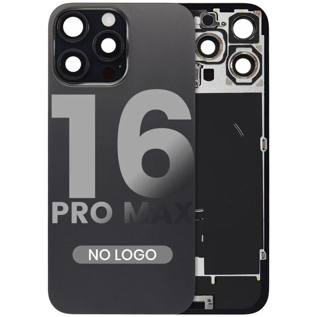 Back Glass w/ MagSafe Magnet & NFC & Flashlight Flex For iPhone 16 Pro Max (No Logo) (Aftermarket) (Black Titanium)