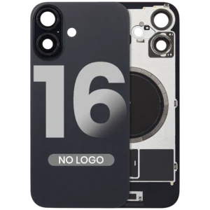 Back Glass w/ MagSafe Magnet For iPhone 16 (Aftermarket) (Black) (No Logo)