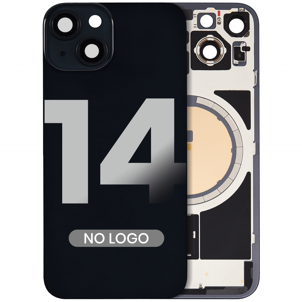 Back Glass w/ MagSafe Magnet For iPhone 14 (Aftermarket) (Midnight) (No Logo)