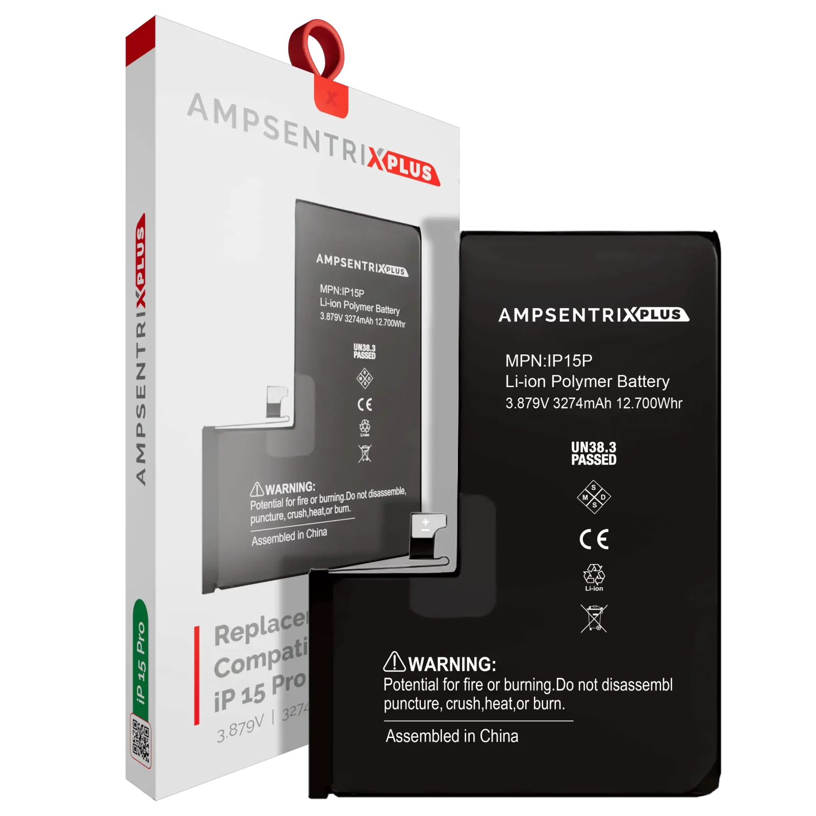 Replacement Battery For iPhone 15 Pro (AmpSentrix Plus)