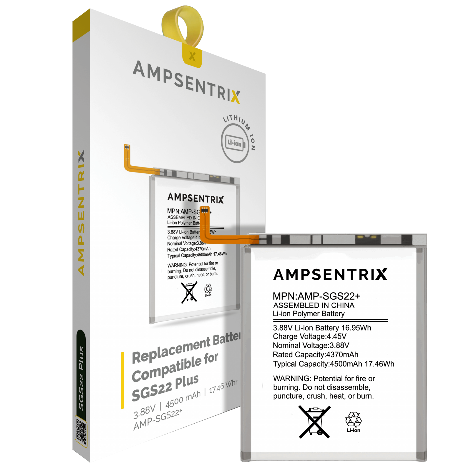 Replacement Battery For Samsung Galaxy S22 Plus (AmpSentrix Pro)