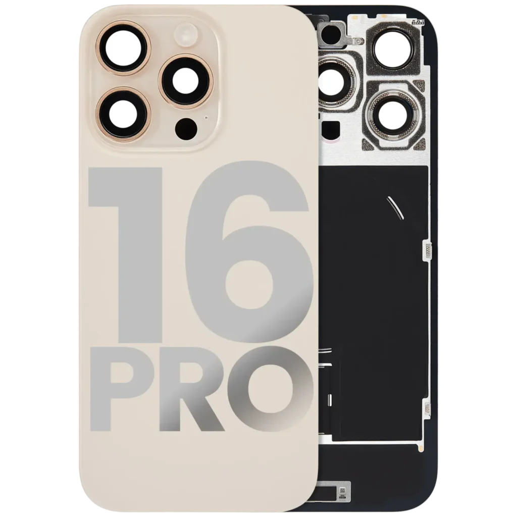 Back Glass w/ MagSafe Magnet & NFC & Flashlight Flex For iPhone 16 Pro (Used OEM Pull: Grade C) (Desert Titanium)