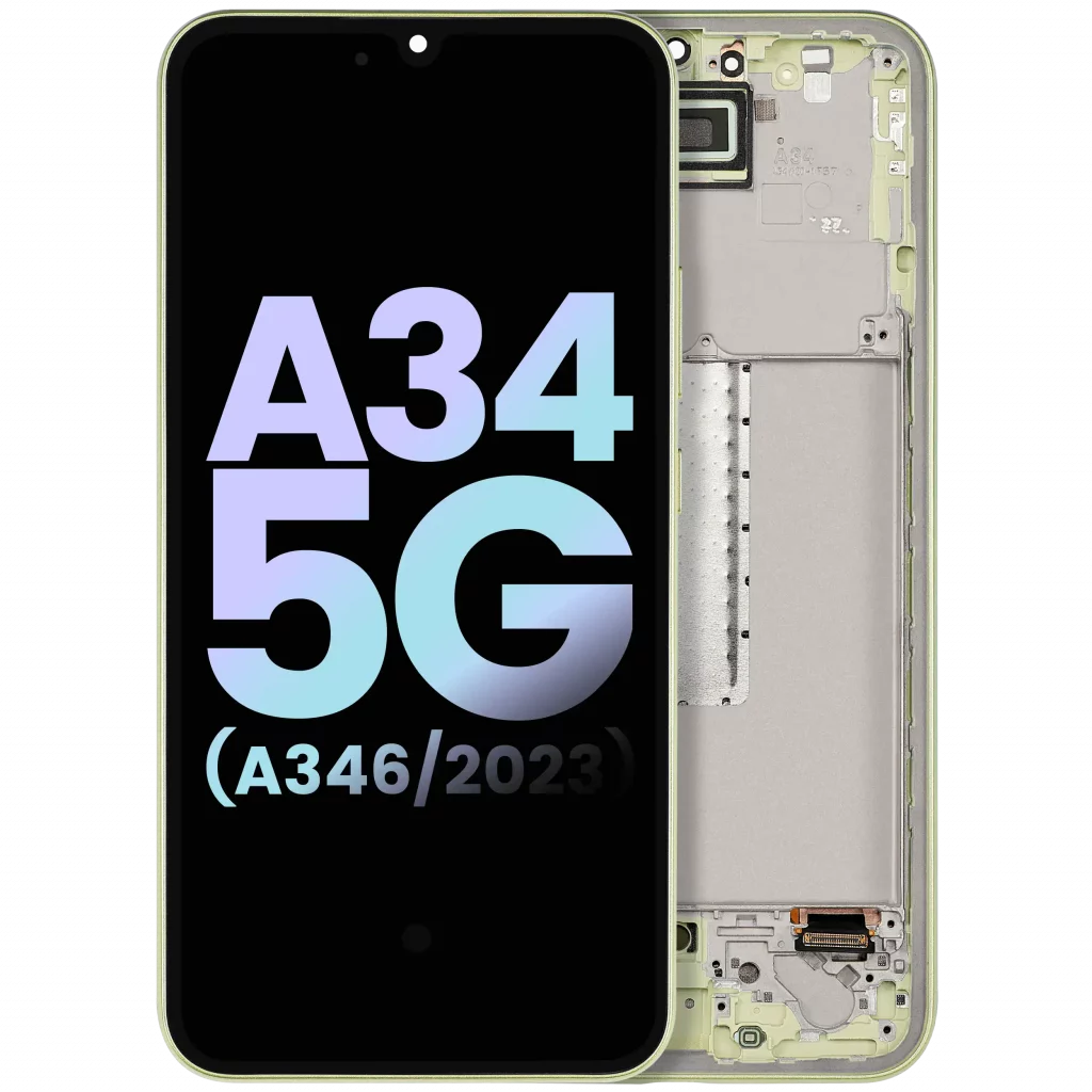 OLED Assembly With Frame Compatible For Samsung Galaxy A34 5G (A346 / 2023) (Service Pack) (Lime)