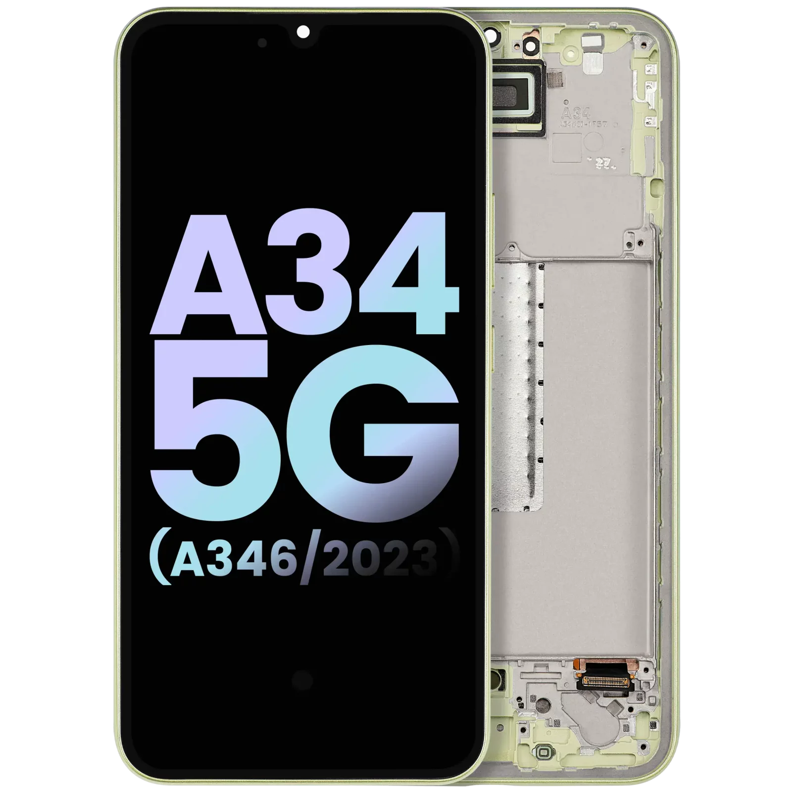 OLED Assembly With Frame For Samsung Galaxy A34 5G (A346 / 2023) (Service Pack) (Lime)