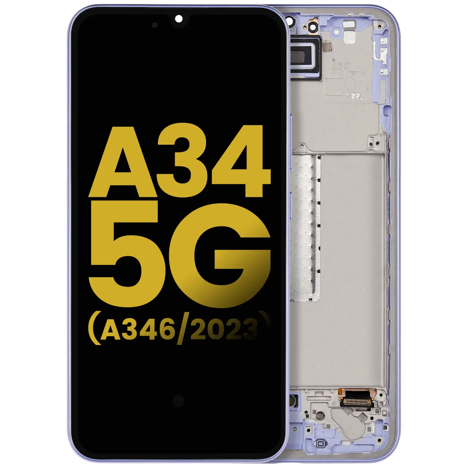 OLED Assembly With Frame For Samsung Galaxy A34 5G (A346 / 2023) (Refurbished) (Violet)