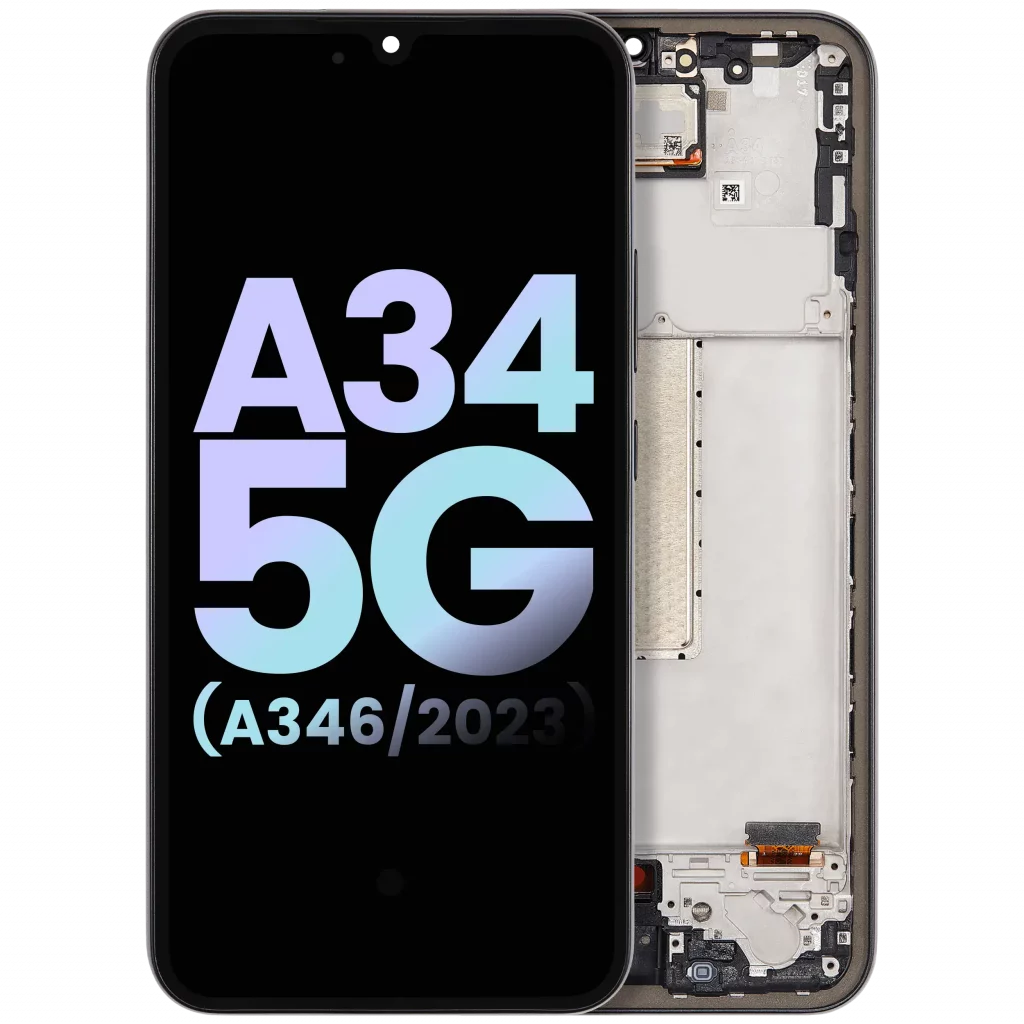 OLED Assembly With Frame For Samsung Galaxy A34 5G (A346 / 2023) (Service Pack) (Graphite)