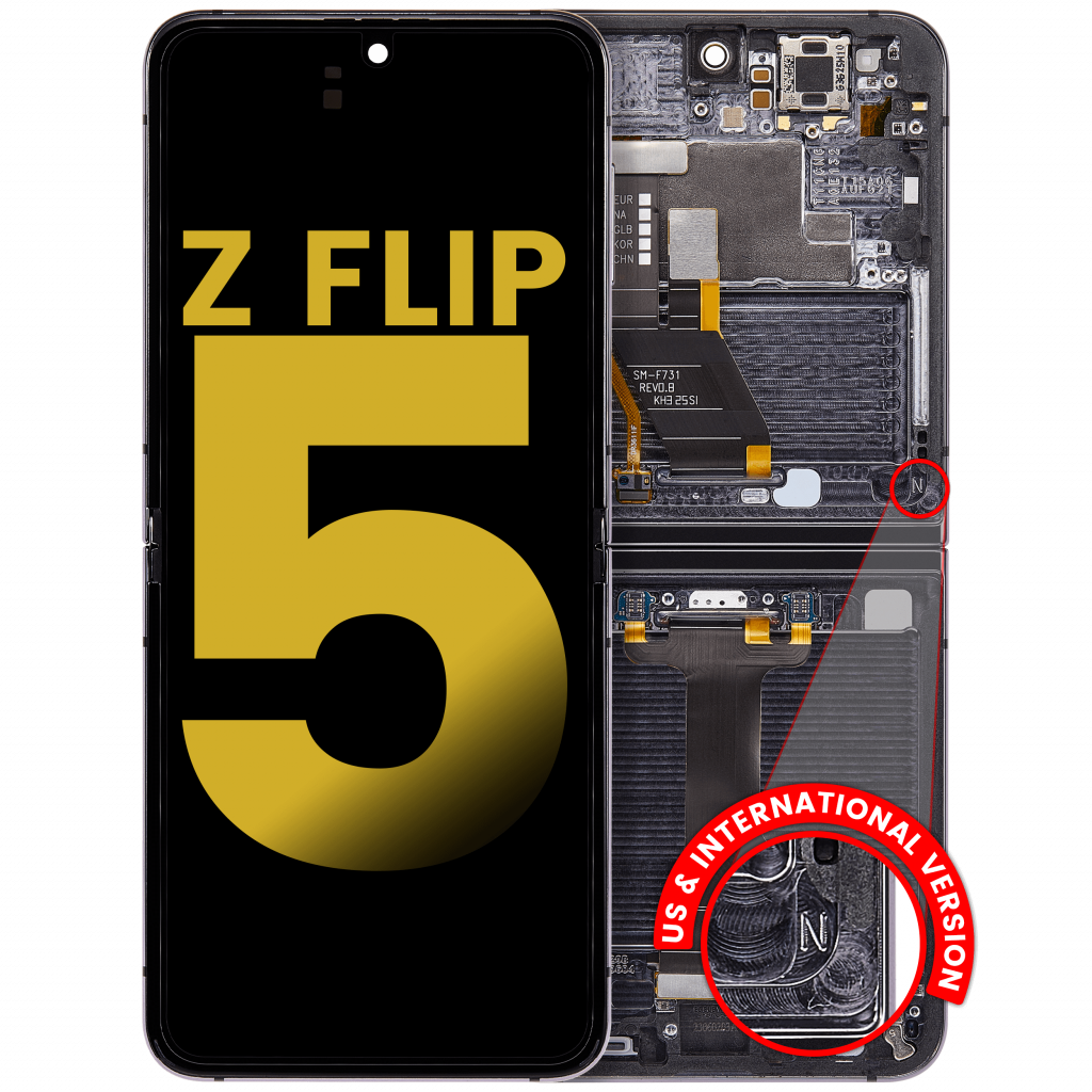 Inner OLED Assembly With Frame For Samsung Galaxy Z Flip 5 5G (US & International) (Refurbished) (Graphite)