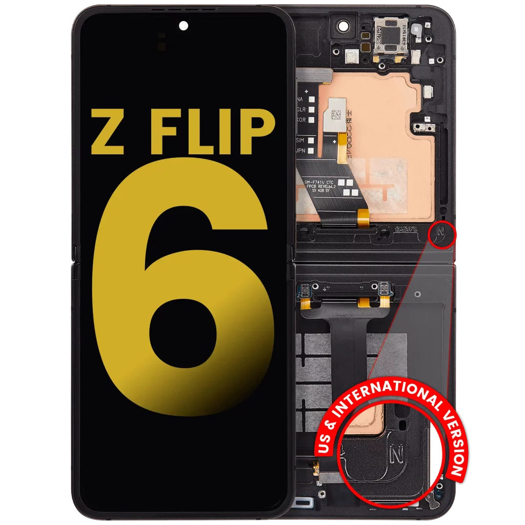 Inner OLED Assembly With Frame For Samsung Galaxy Z Flip 6 (F741) (US & International) (Refurbished) (Black)