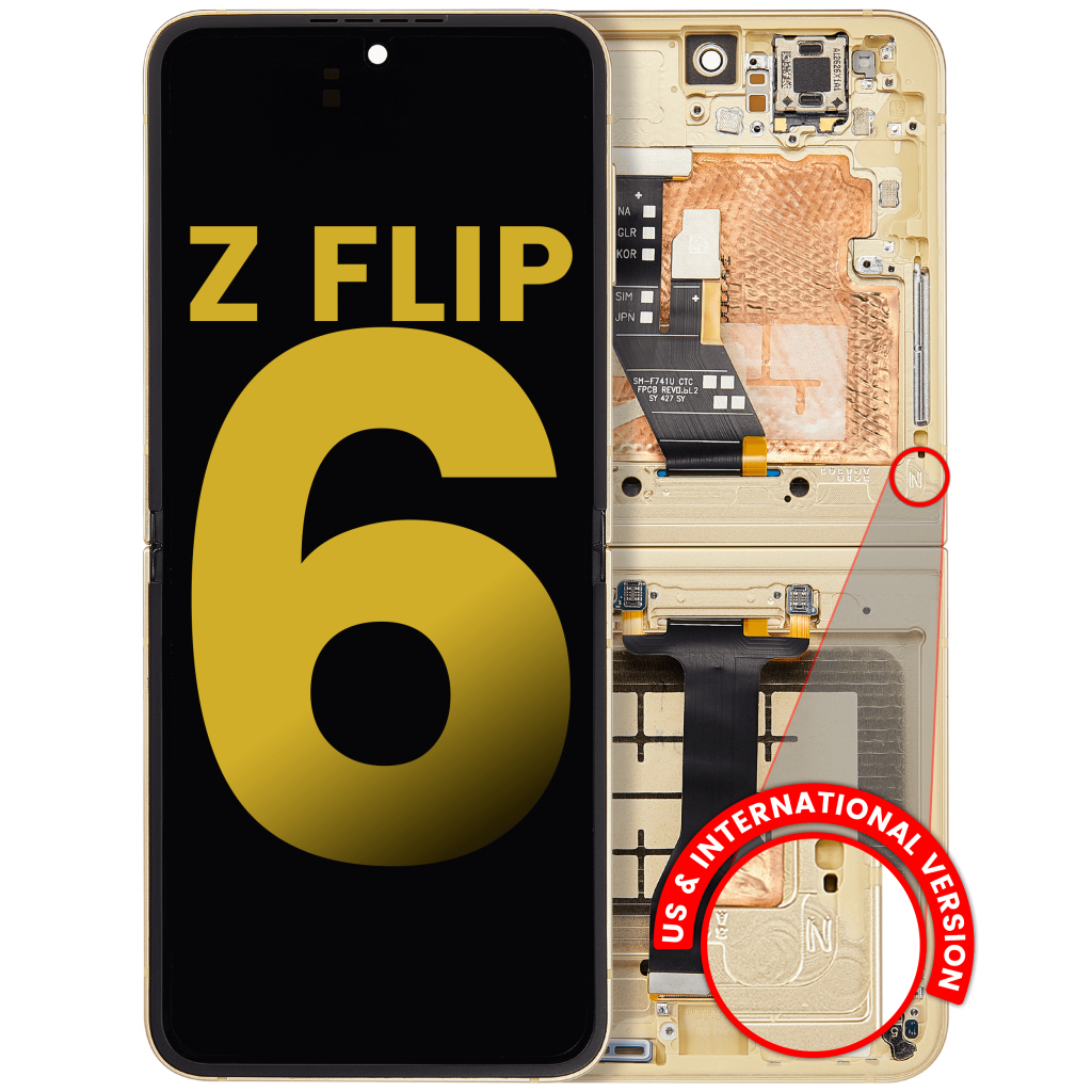 Inner OLED Assembly With Frame For Samsung Galaxy Z Flip 6 (F741) (US & International) (Refurbished) (Yellow)