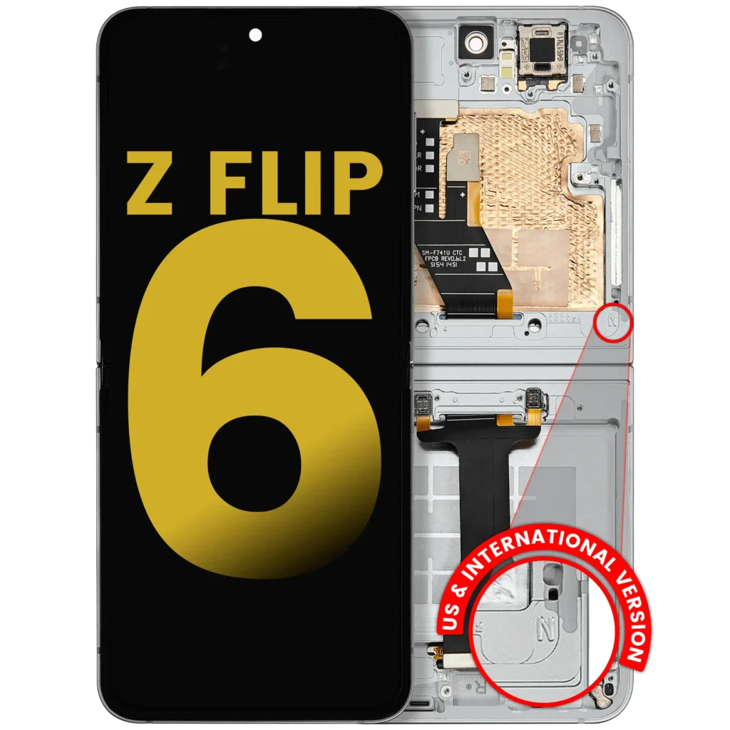 Inner OLED Assembly With Frame Compatible For Samsung Galaxy Z Flip 6 (F741) (US & International) (Refurbished) (White)