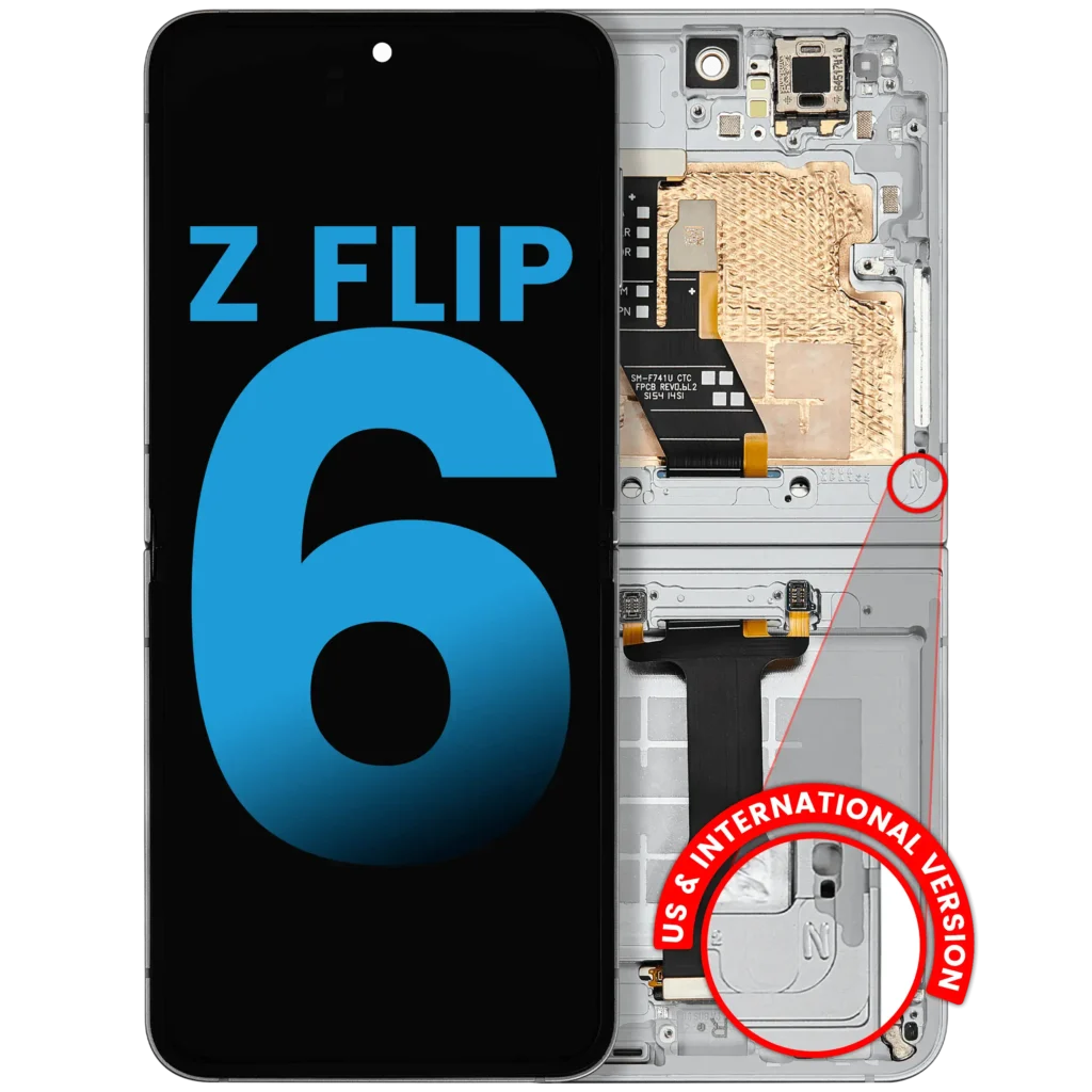 Inner OLED Assembly With Frame Compatible For Samsung Galaxy Z Flip 6 5G (F741) (US & International) (Aftermarket) (White)
