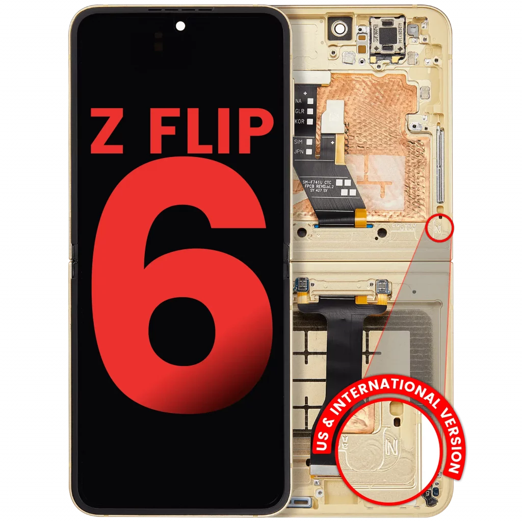 Inner OLED Assembly With Frame Compatible For Samsung Galaxy Z Flip 6 5G (F741) (US & International) (Aftermarket Plus) (Yellow)
