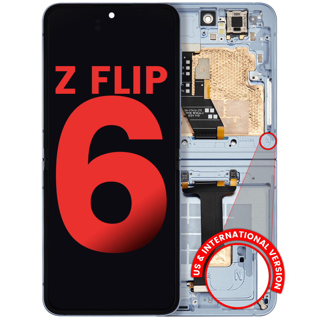 Inner OLED Assembly With Frame Compatible For Samsung Galaxy Z Flip 6 5G (F741) (US & International) (Aftermarket Plus) (Blue)