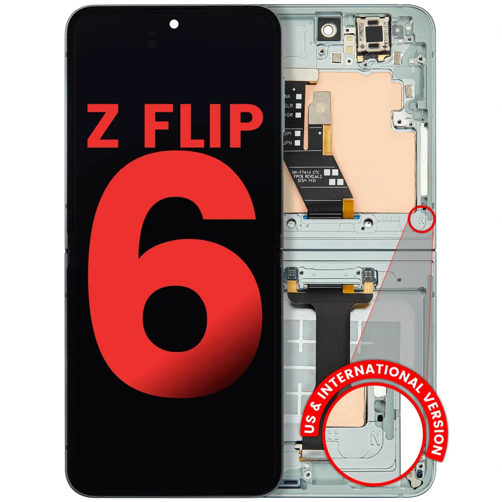 Inner OLED Assembly With Frame Compatible For Samsung Galaxy Z Flip 6 5G (F741) (US & International) (Aftermarket Plus) (Mint)