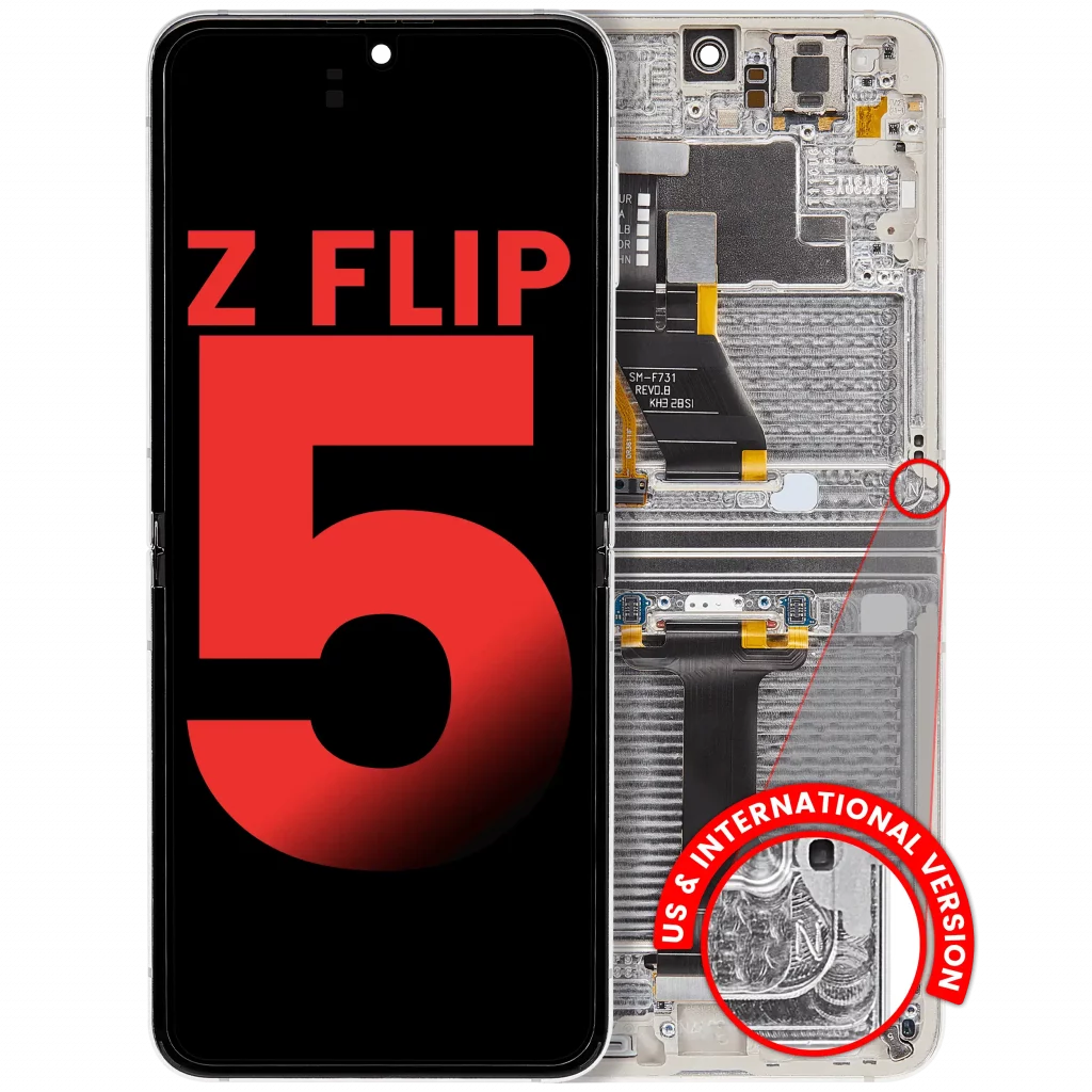 Inner OLED Assembly With Frame Compatible For Samsung Galaxy Z Flip 5 5G (F731) (US & International) (Aftermarket Plus) (Cream)