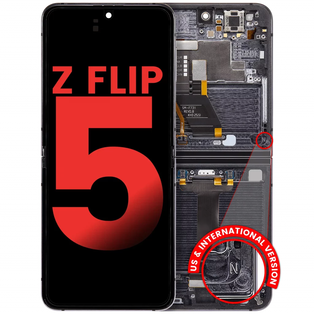 Inner OLED Assembly With Frame Compatible For Samsung Galaxy Z Flip 5 5G (F731) (US & International) (Aftermarket Plus) (Graphite)