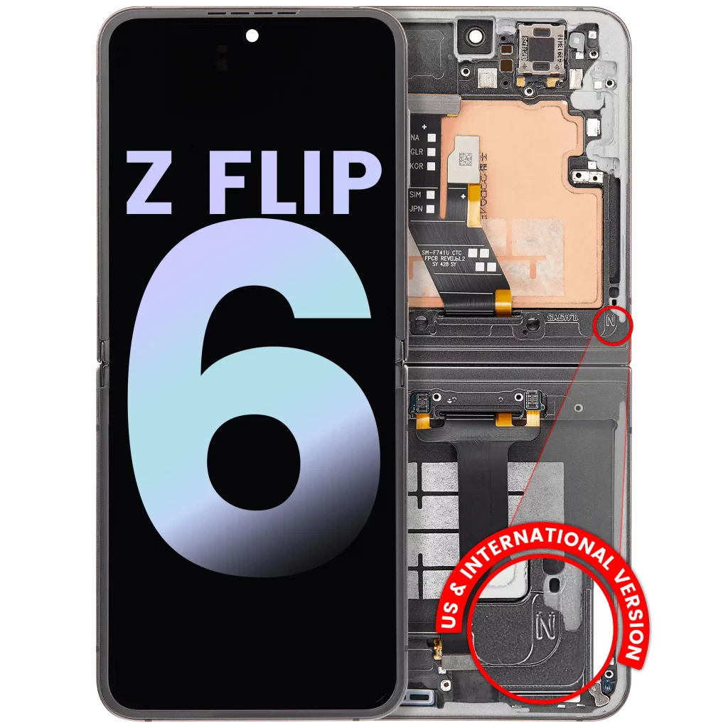 Inner OLED Assembly With Frame For Samsung Galaxy Z Flip 6 5G (US & International) (Service Pack) (Silver Shadow)