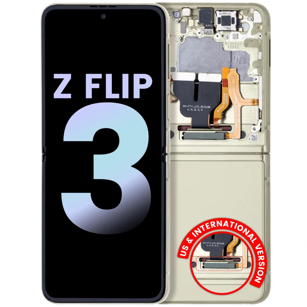 Inner OLED Assembly With Frame For Samsung Galaxy Z Flip 3 5G (US & International) (Service Pack) (Cream)