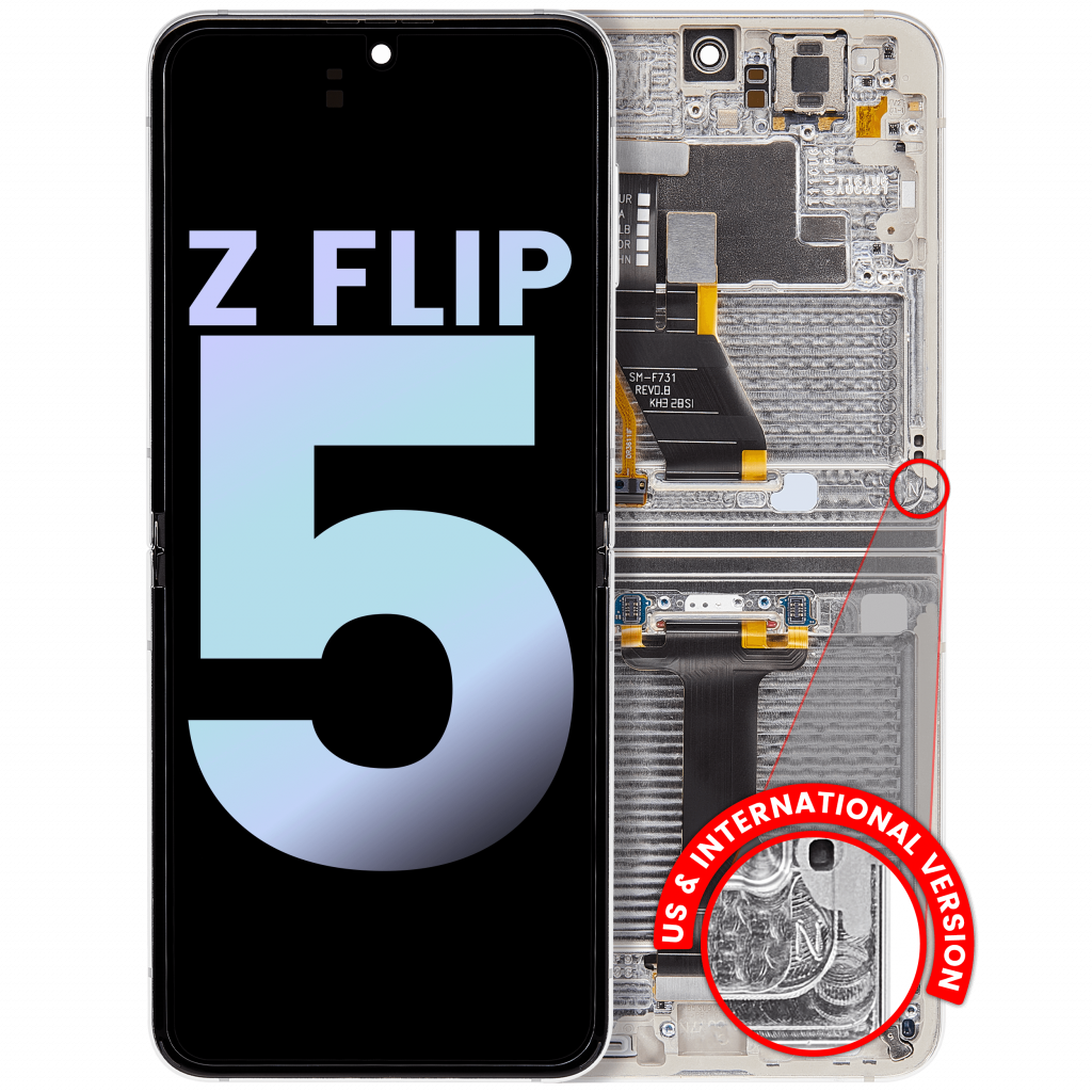 Inner OLED Assembly With Frame For Samsung Galaxy Z Flip 5 5G (US & International) (Service Pack) (Cream)