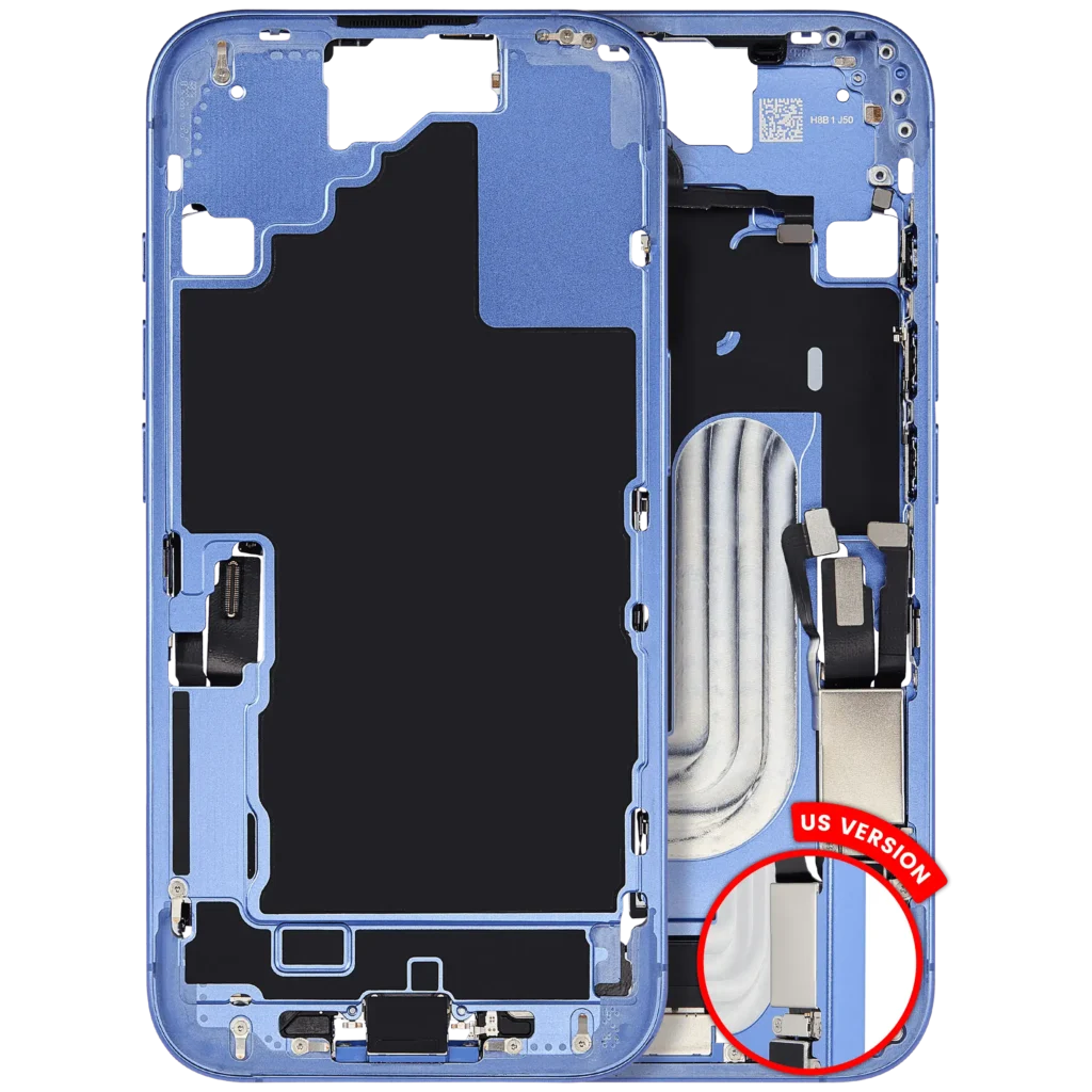 Mid-Frame Housing W/ Charging Port Flex & Small Parts For iPhone 16 (US Version) (Used OEM Pull: Grade A) (Ultramarine)