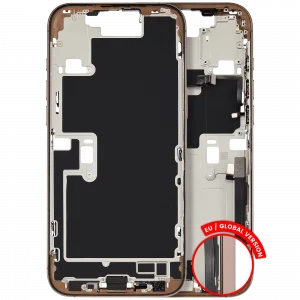 Mid-Frame Housing W/ Charging Port Flex & Small Parts For iPhone 16 Pro Max (EU / Global Version) (Used OEM Pull: Grade A) (Desert Titanium)