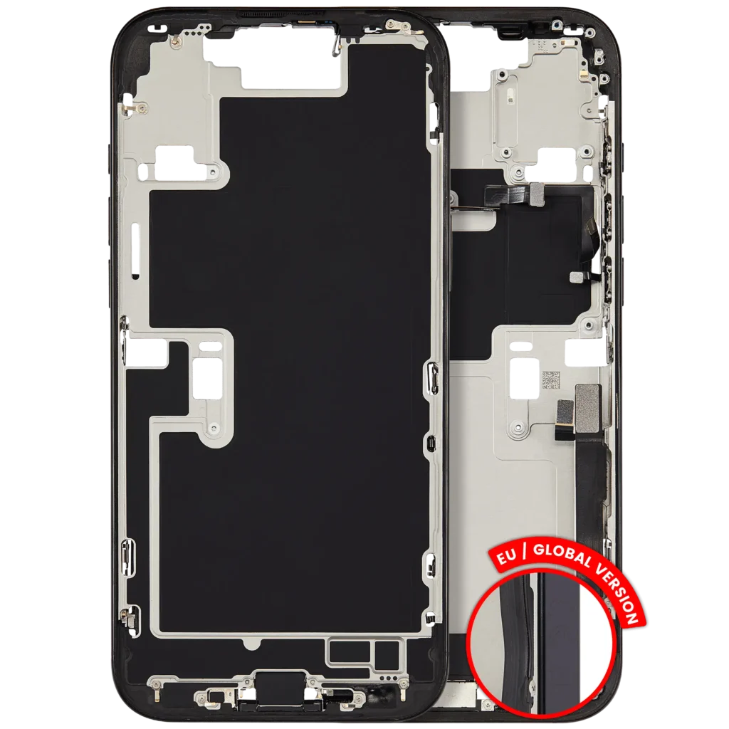 Mid-Frame Housing W/ Charging Port Flex & Small Parts For iPhone 16 Pro Max (EU / Global Version) (Used OEM Pull: Grade B) (Black Titanium)