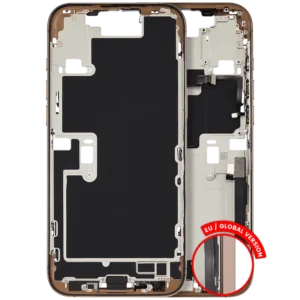 Mid-Frame Housing W/ Charging Port Flex & Small Parts For iPhone 16 Pro Max (EU / Global Version) (Used OEM Pull: Grade C) (Desert Titanium)