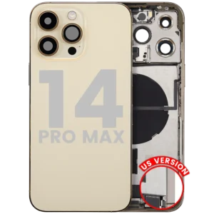 Back Housing W/ Charging Port Flex & Small Parts For iPhone 14 Pro Max (US Version) (Used OEM Pull: Grade C) (Gold)