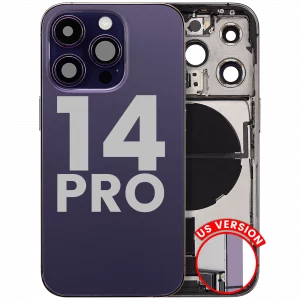 Back Housing W/ Charging Port Flex & Small Parts For iPhone 14 Pro (US Version) (Used OEM Pull: Grade C) (Deep Purple)