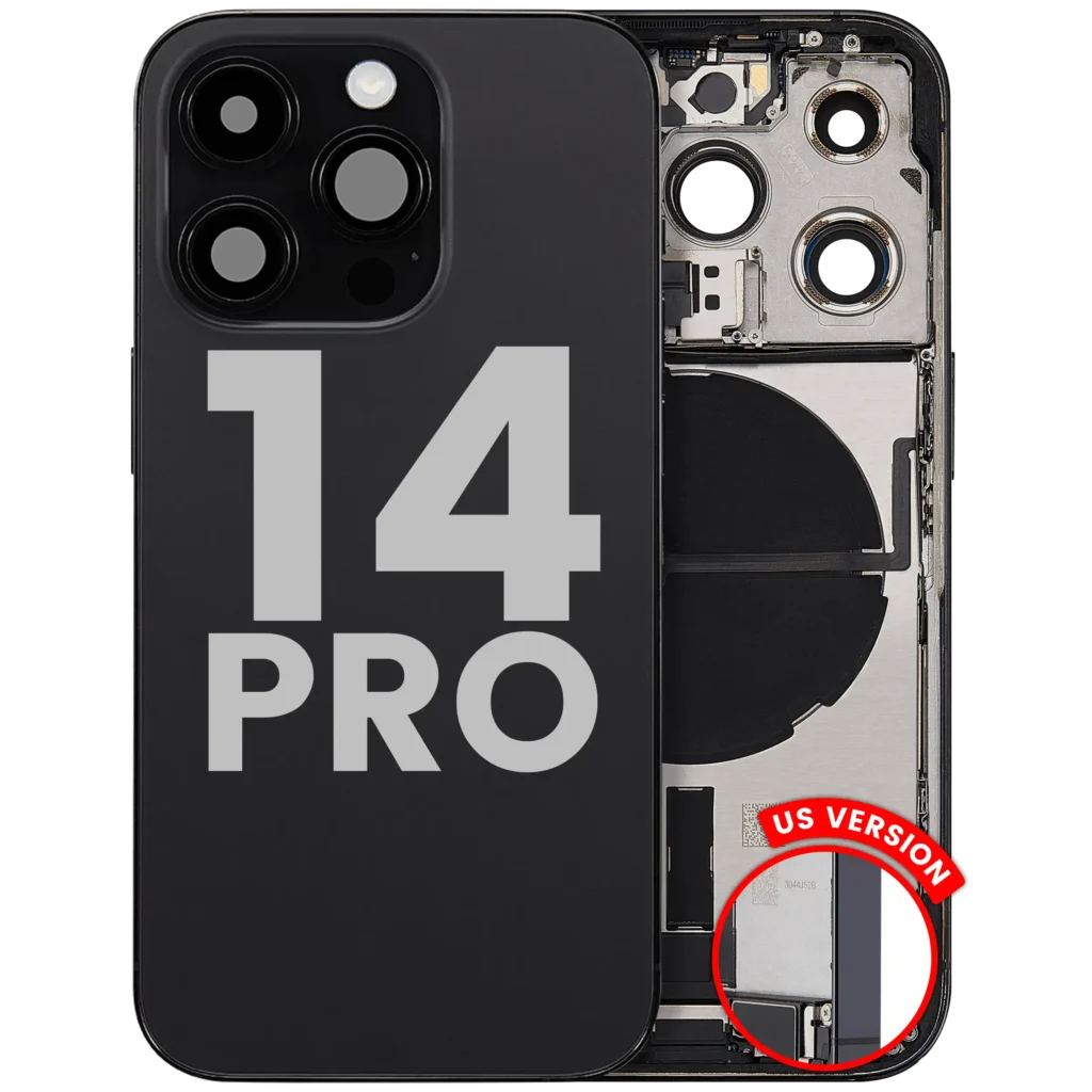 Back Housing W/ Charging Port Flex & Small Parts For iPhone 14 Pro (US Version) (Used OEM Pull: Grade B) (Space Black)