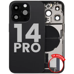 Back Housing W/ Charging Port Flex & Small Parts For iPhone 14 Pro (US Version) (Used OEM Pull: Grade B) (Space Black)