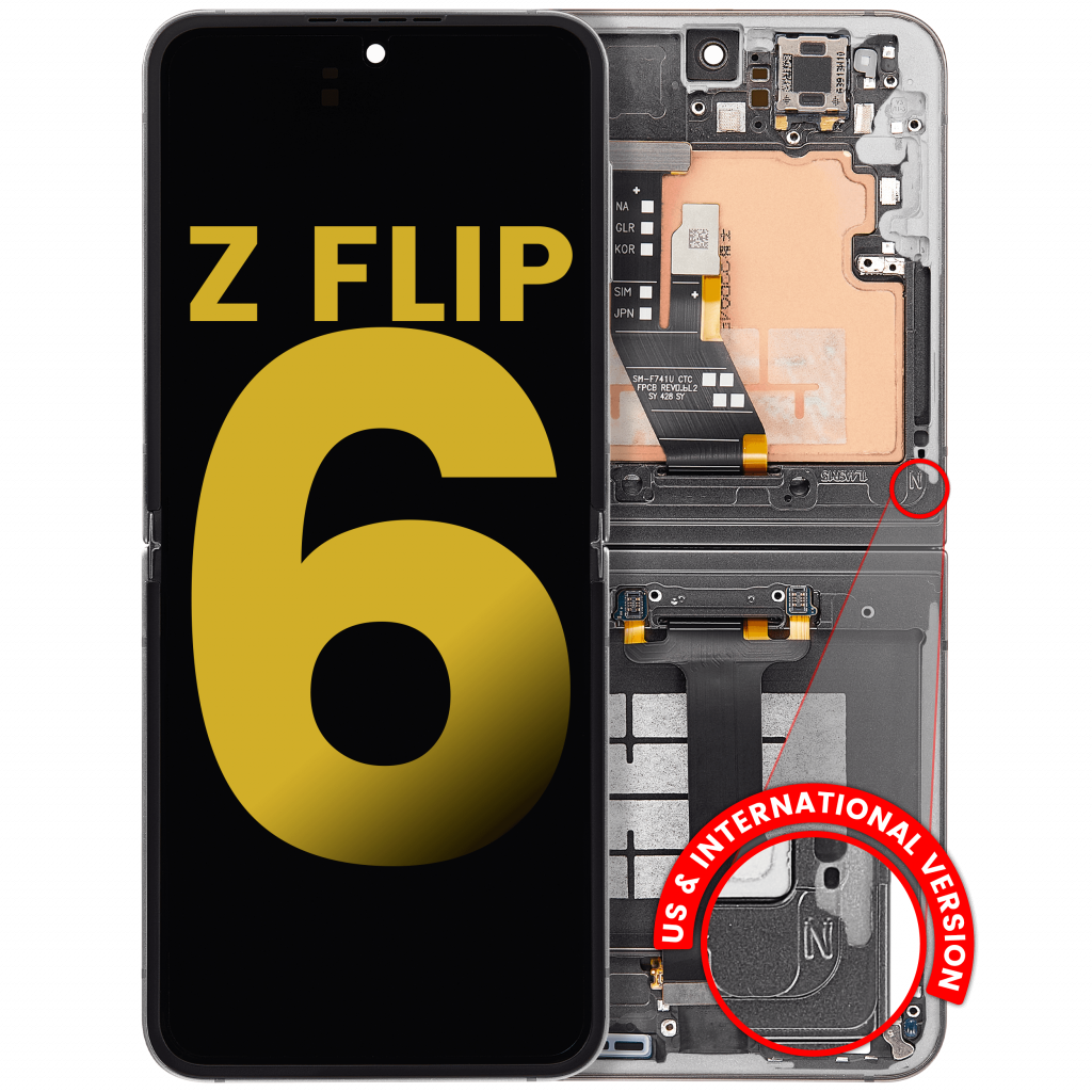 Inner OLED Assembly With Frame For Samsung Galaxy Z Flip 6 5G (US & International) (Refurbished) (Silver Shadow)