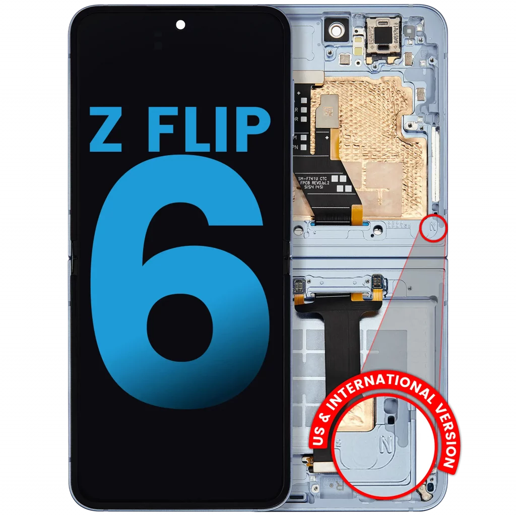 Inner OLED Assembly With Frame Compatible For Samsung Galaxy Z Flip 6 5G (F741) (US & International) (Aftermarket) (Blue)