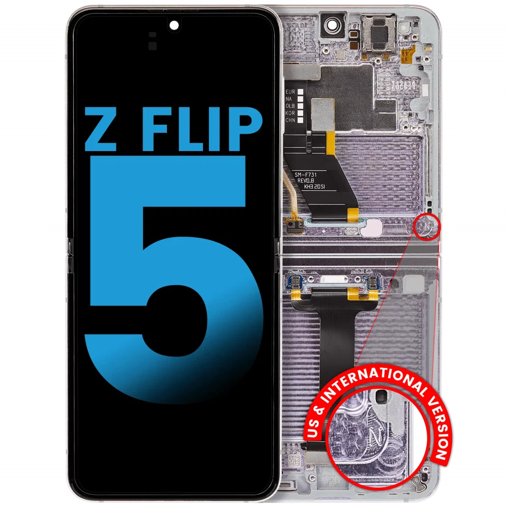Inner OLED Assembly With Frame Compatible For Samsung Galaxy Z Flip 5 5G (F731) (US & International) (Aftermarket) (Lavender)