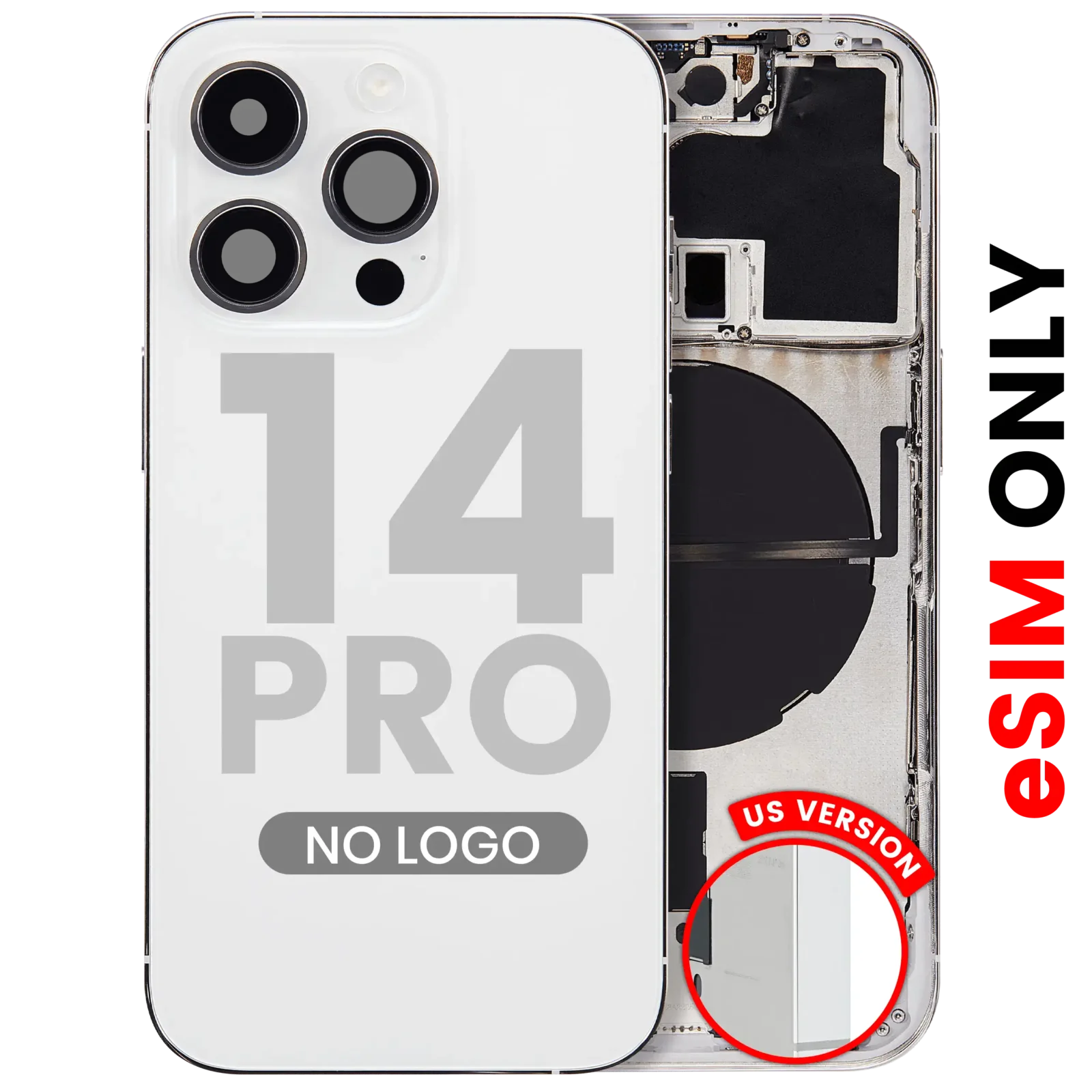 Back Housing W/ Small Parts For iPhone 14 Pro (US Version) (Aftermarket Plus) (Silver)