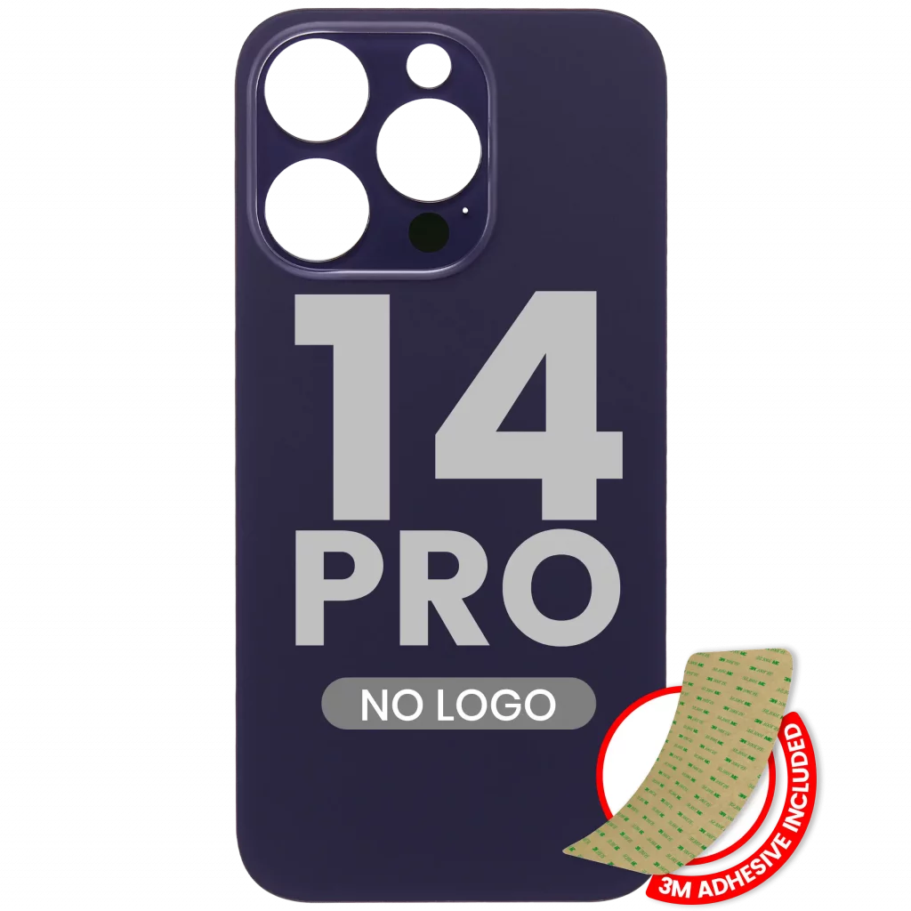 Back Glass With 3M Adhesive For iPhone 14 Pro (No Logo / Large Camera Hole) (Deep Purple)