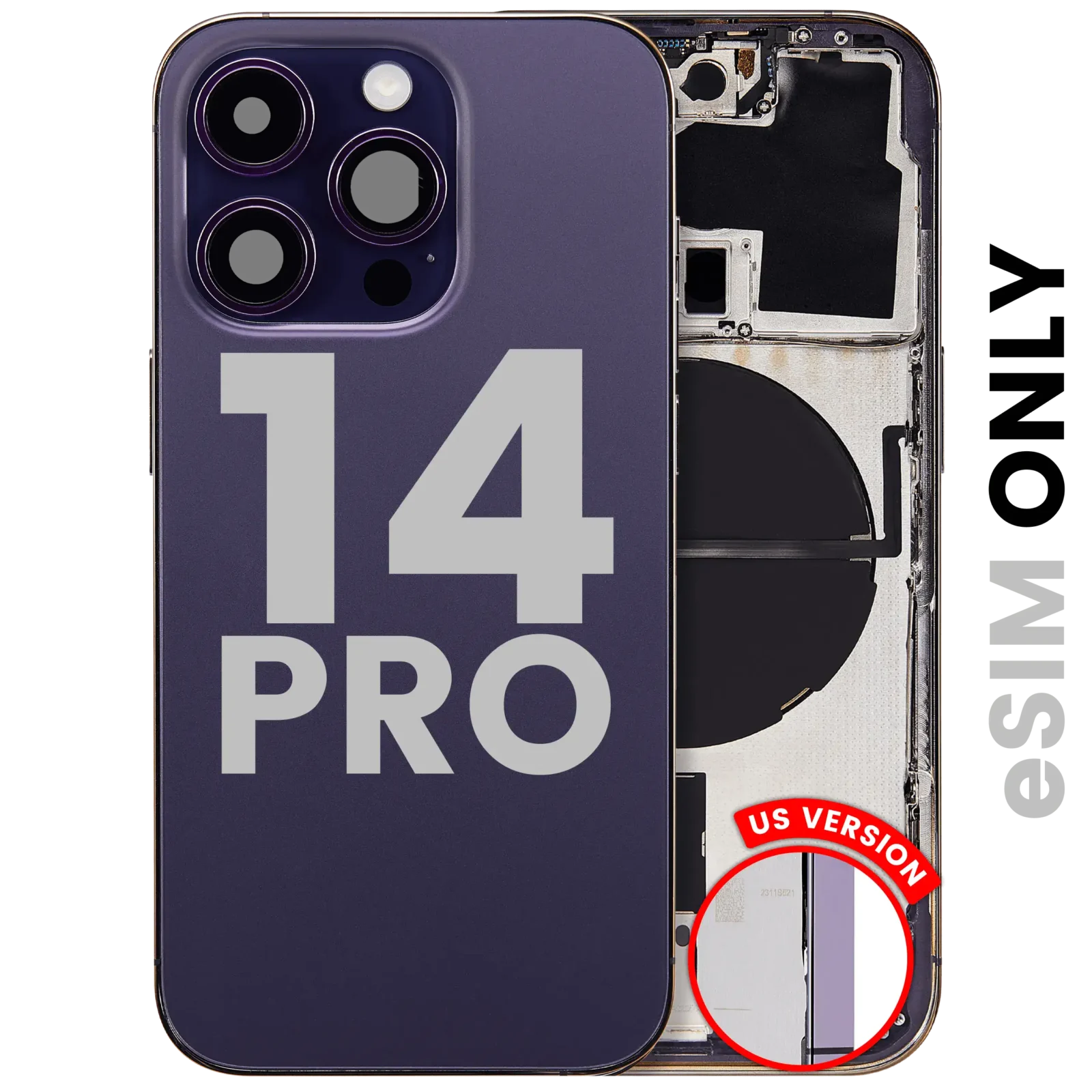 Back Housing W/ Small Parts For iPhone 14 Pro (US Version) (Used OEM Pull: Grade C) (Deep Purple)