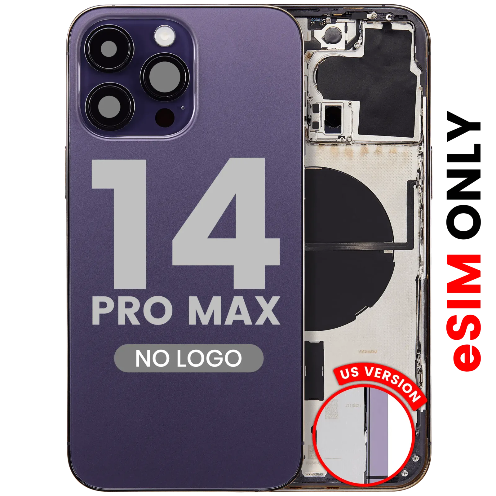 Back Housing W/ Small Parts For iPhone 14 Pro Max (US Version) (Aftermarket Plus) (Deep Purple)