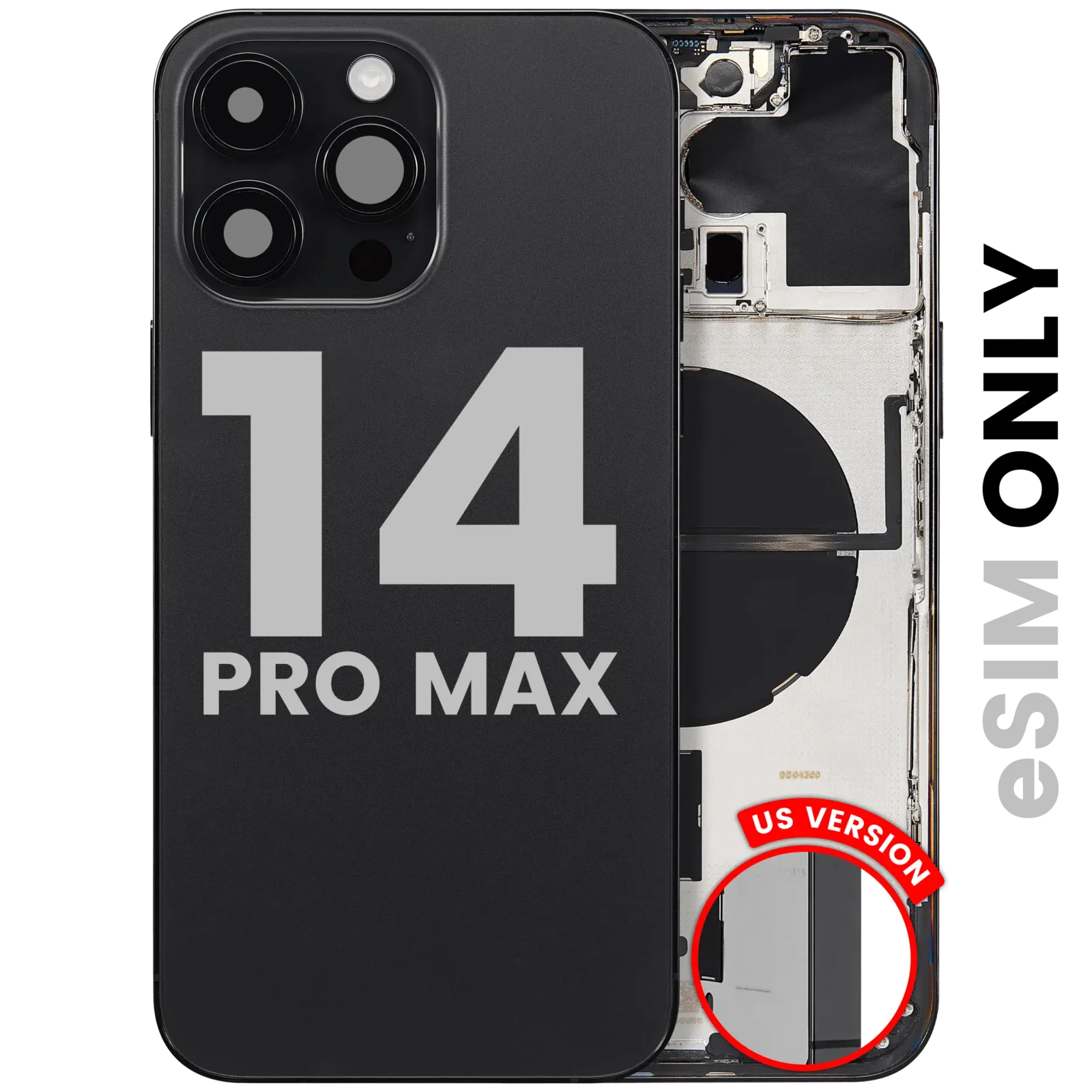 Back Housing W/ Small Parts For iPhone 14 Pro Max (US Version) (Used OEM Pull: Grade B) (Space Black)