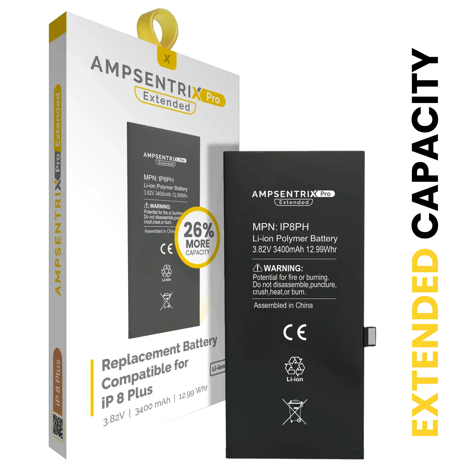 Replacement Battery For iPhone 8 Plus (AmpSentrix Pro Extended)