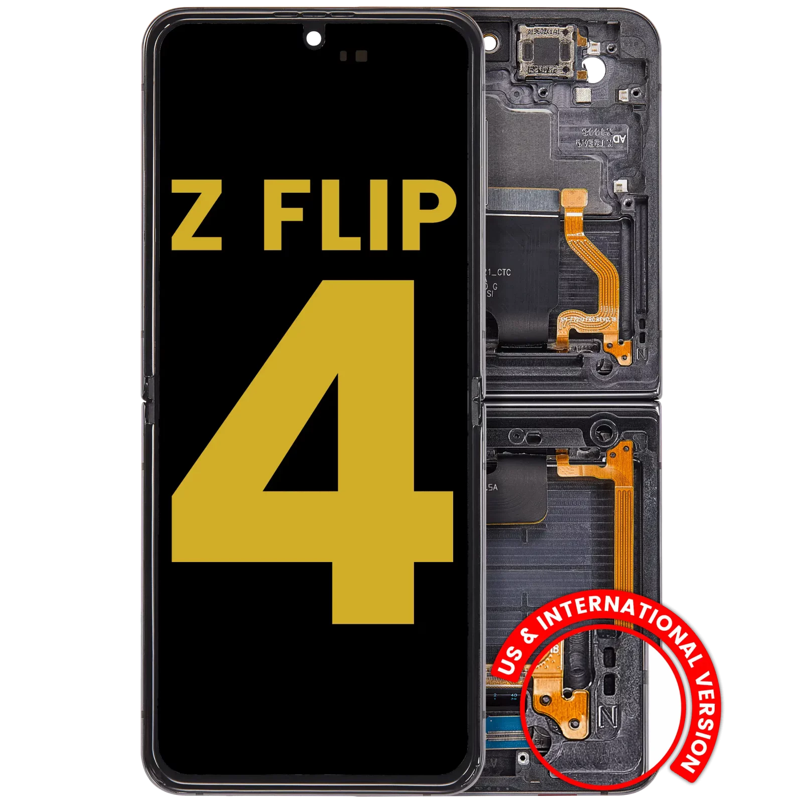 Inner OLED Assembly With Frame For Samsung Galaxy Z Flip 4 5G (US & International Version) (Refurbished) (Graphite)