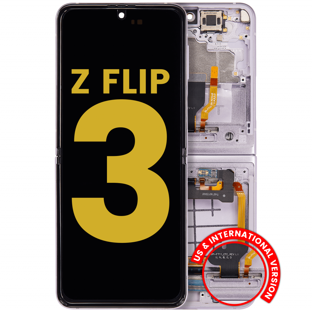 Inner OLED Assembly With Frame For Samsung Galaxy Z Flip 3 5G (US & International) (Refurbished) (Lavender)