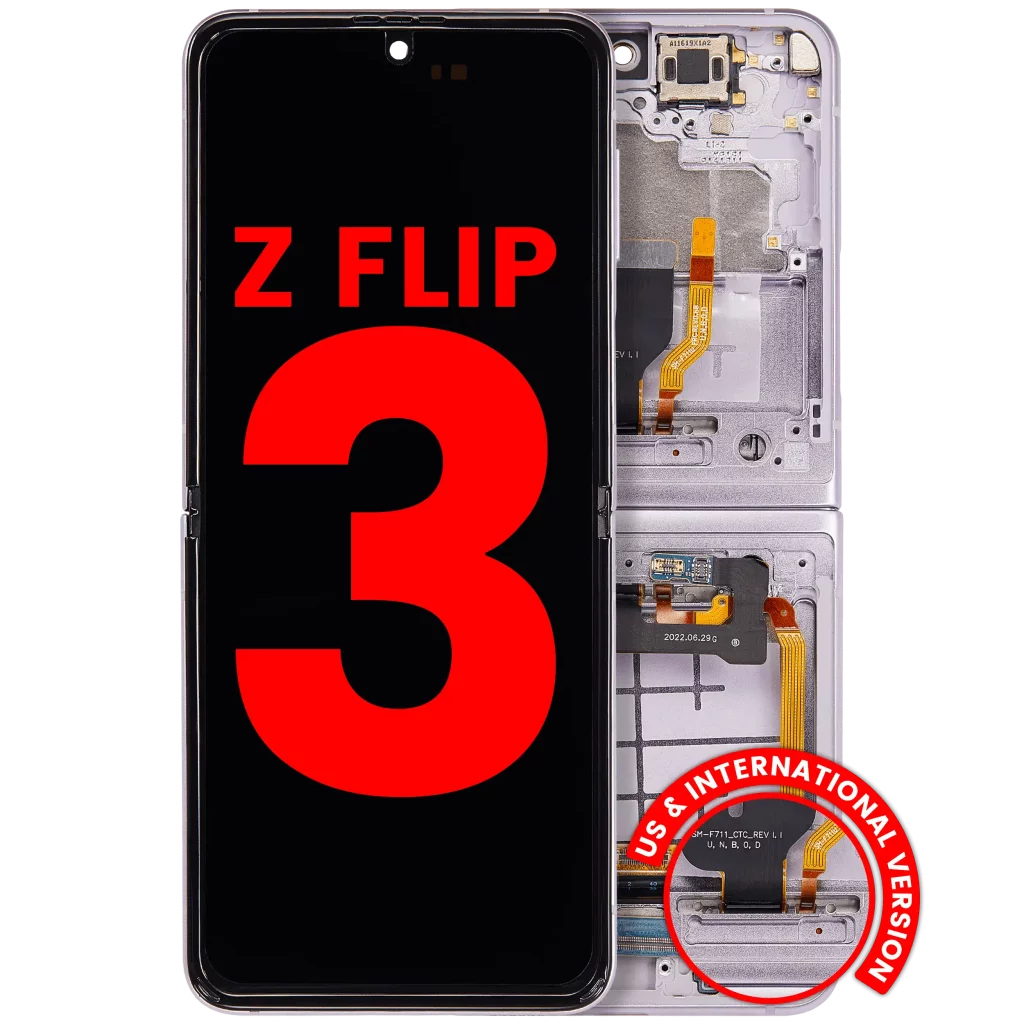 Inner OLED Assembly With Frame Compatible For Samsung Galaxy Z Flip 3 5G (F711) (US & International) (Aftermarket Plus) (Lavender)