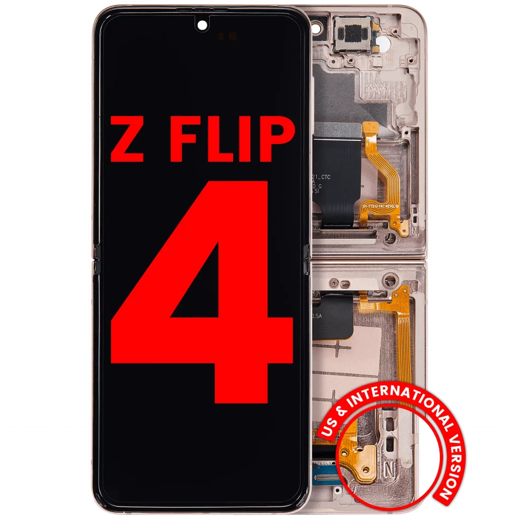 Inner OLED Assembly With Frame Compatible For Samsung Galaxy Z Flip 4 5G (F721) (US & International Version) (Aftermarket Plus) (Pink Gold)
