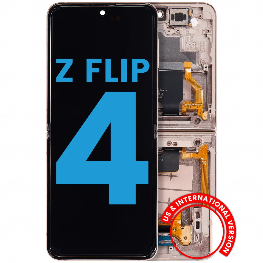 Inner OLED Assembly With Frame Compatible For Samsung Galaxy Z Flip 4 5G (F721) (US & International Version) (Aftermarket) (Pink Gold)