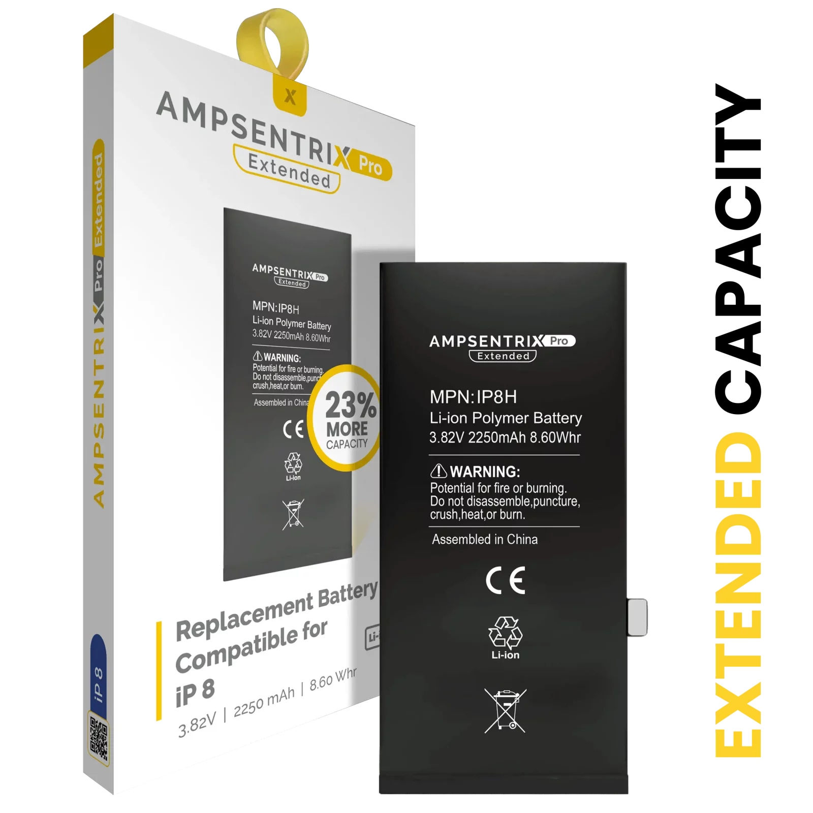 Replacement Battery For iPhone 8 (AmpSentrix Pro Extended)