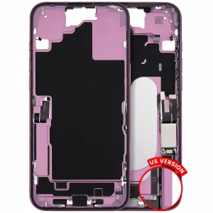Mid-Frame Housing W/ Charging Port Flex & Small Parts For iPhone 16 Plus (US Version) (Used OEM Pull: Grade C) (Pink)