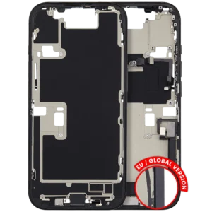 Mid-Frame Housing W/ Charging Port Flex & Small Parts For iPhone 16 Pro (EU / Global Version) (Used OEM Pull: Grade A) (Black Titanium)